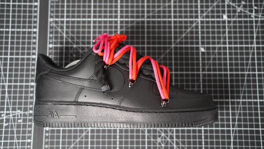 Custom Nike AF1 Black "ROPE LACES" 2x Dunk Red/Pink
