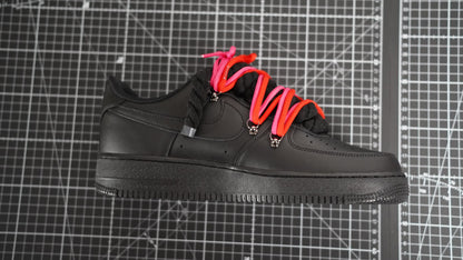 Custom Nike AF1 Black “ROPE LACES” 2x Dunk Red/Pink