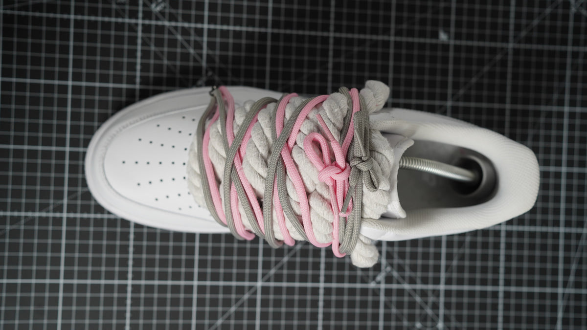 Custom Nike AF1 White “ROPE LACES” 2x Dunk Pink/Gray