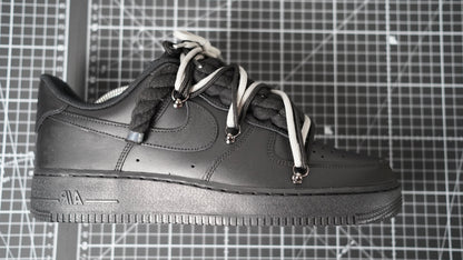 Custom Nike AF1 Black “ROPE LACES” 2x Dunk Black/Gray