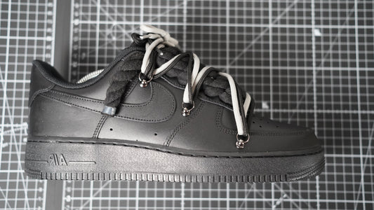 Custom Nike AF1 Black "ROPE LACES" 2x Dunk Black/Gray