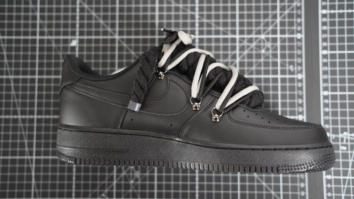 Custom Nike AF1 Black “ROPE LACES” 2x Dunk Black/Gray