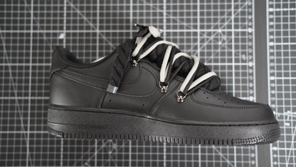 Custom Nike AF1 Black “ROPE LACES” 2x Dunk Black/Gray