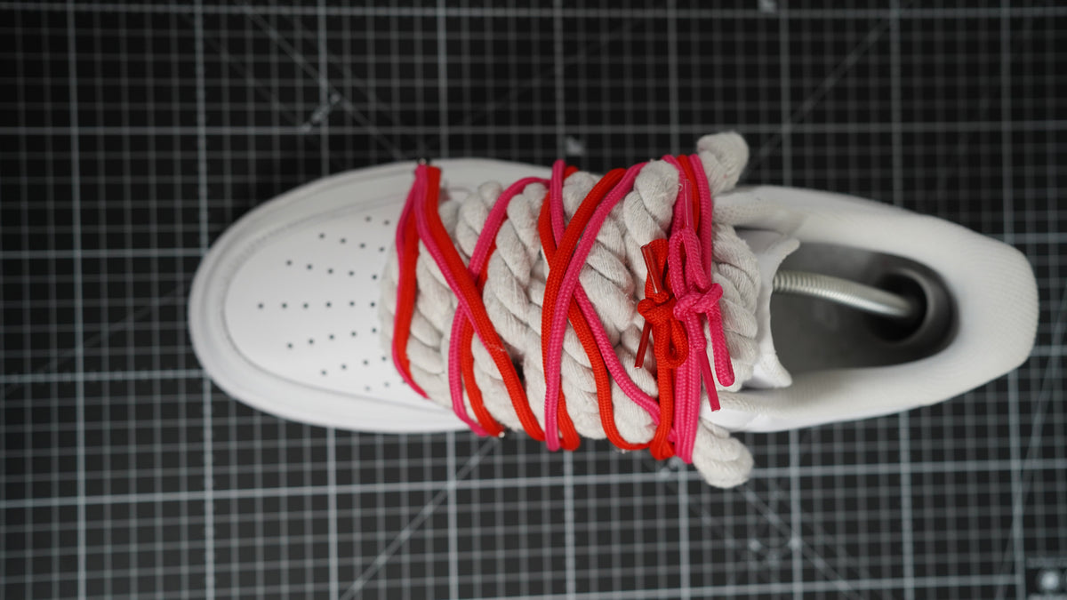 Custom Nike AF1 White “ROPE LACES” 2x Dunk Red/Crimson Red