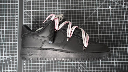 Custom Nike AF1 Black “ROPE LACES” 2x Dunk Pink/Gray