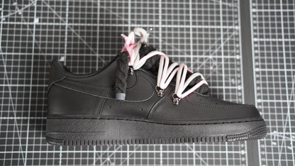 Custom Nike AF1 Black “ROPE LACES” 2x Dunk Pink/Gray