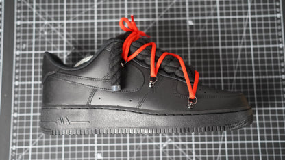 Custom Nike AF1 Black “White ROPE LACES” Dunk Red