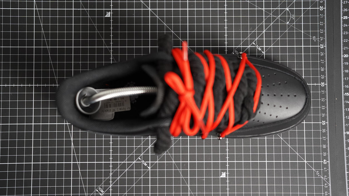 Custom Nike AF1 Black “White ROPE LACES” Dunk Red