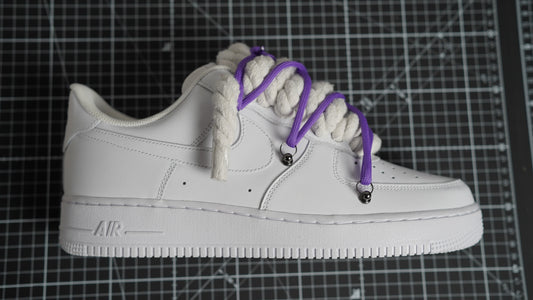 Custom Nike AF1 White "ROPE LACES" Dunk Purple
