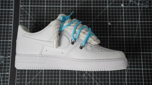 Custom Nike AF1 White “ROPE LACES” Dunk Blue #2