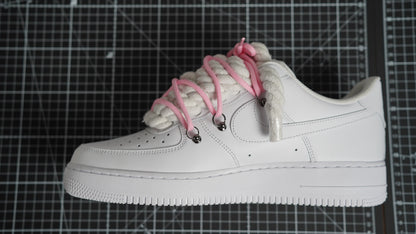 Custom Nike AF1 White “ROPE LACES” Dunk Pink #1