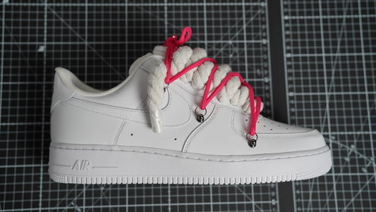 Custom Nike AF1 White “ROPE LACES” Dunk crimson red