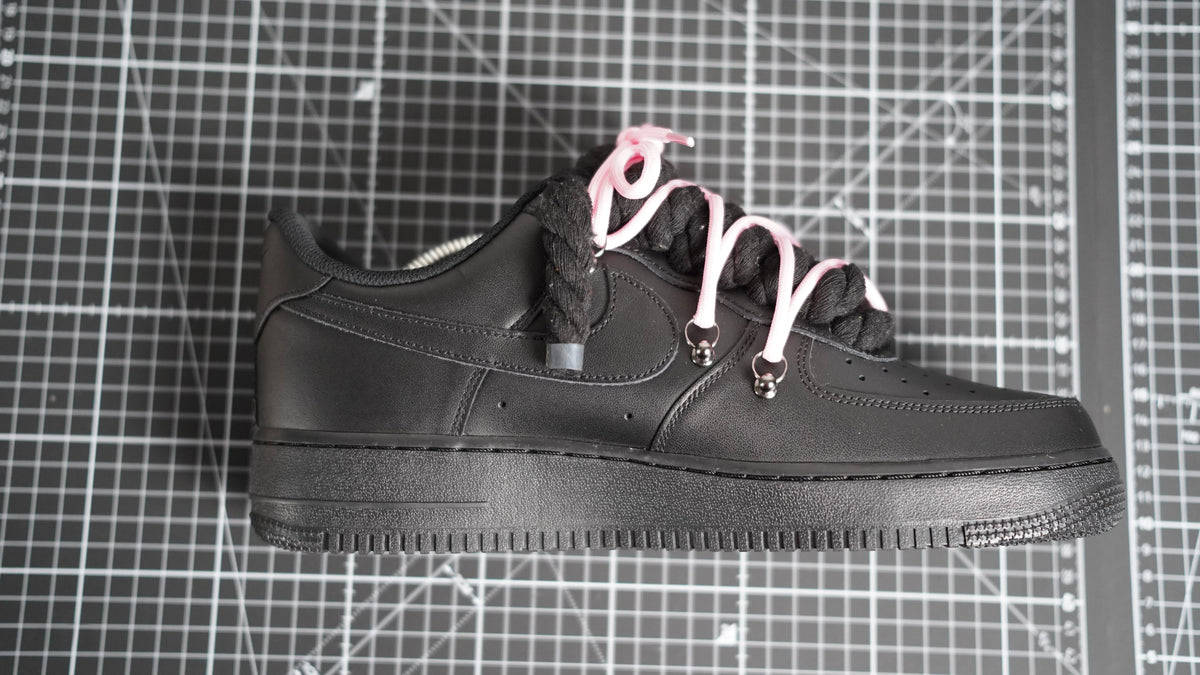 Custom Nike AF1 Black “ROPE LACES” Dunk Pink #1