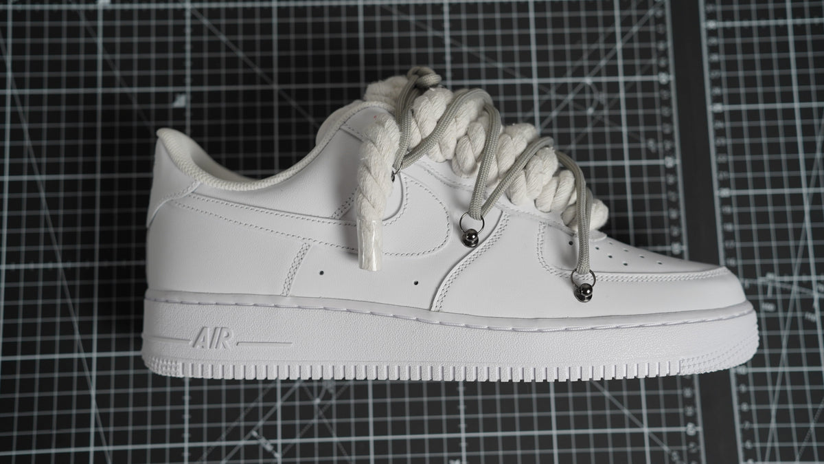 Custom Nike AF1 White “ROPE LACES” Dunk Grey
