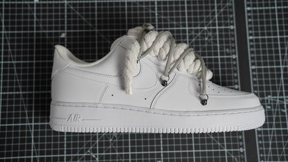 Custom Nike AF1 White “ROPE LACES” Dunk Grey