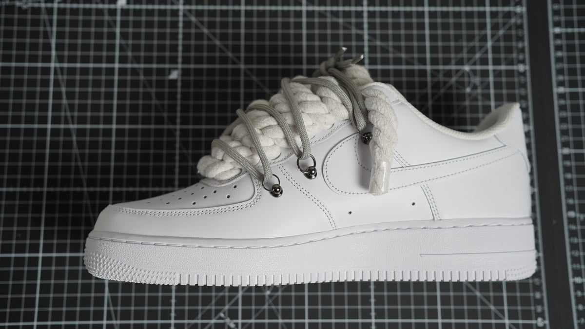 Custom Nike AF1 White “ROPE LACES” Dunk Grey