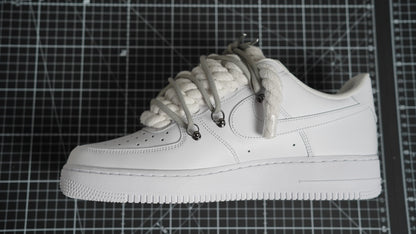 Custom Nike AF1 White “ROPE LACES” Dunk Grey
