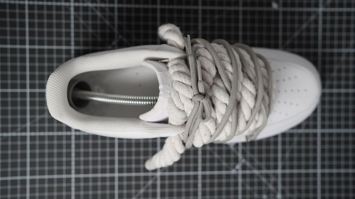 Custom Nike AF1 White “ROPE LACES” Dunk Grey