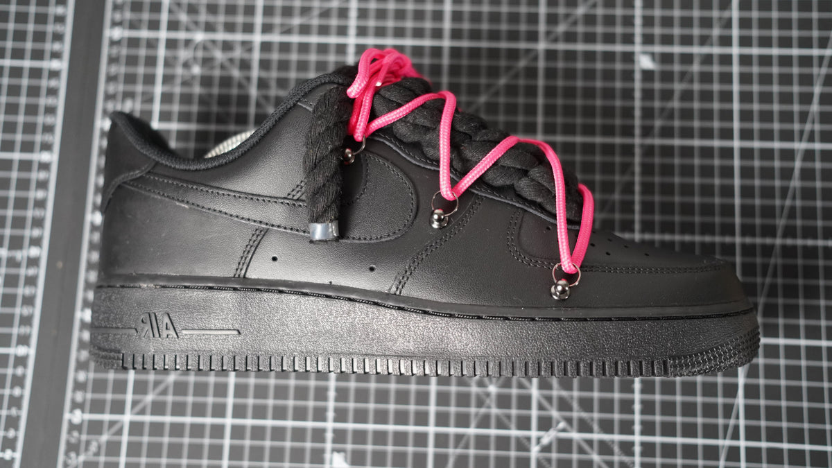 Custom Nike AF1 Black “ROPE LACES” Dunk Pink #2
