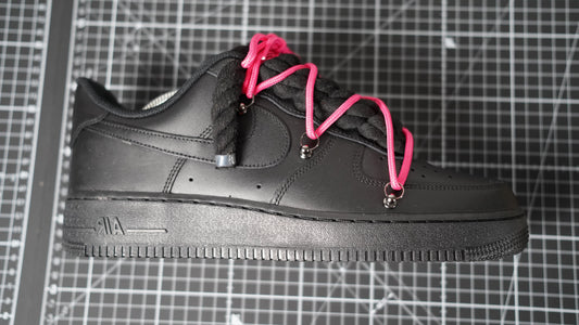 Custom Nike AF1 Black “ROPE LACES” Dunk Pink #2