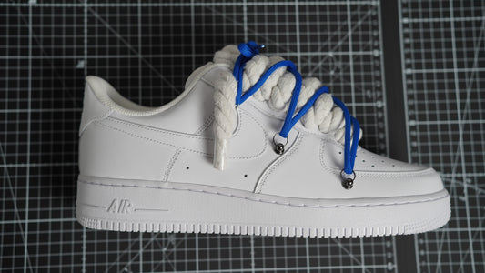 Custom Nike AF1 White “ROPE LACES” Dunk Blue #1