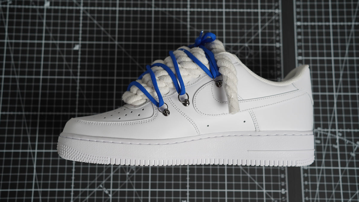 Custom Nike AF1 White “ROPE LACES” Dunk Blau #1