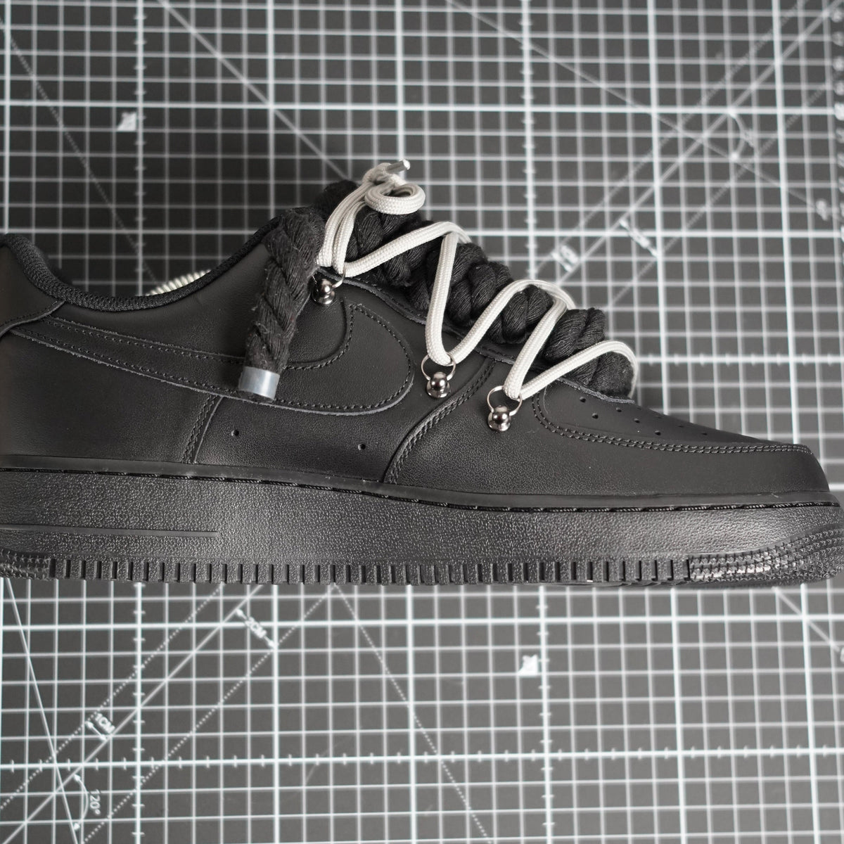 Custom Nike AF1 Black "ROPE LACES" Dunk Grey