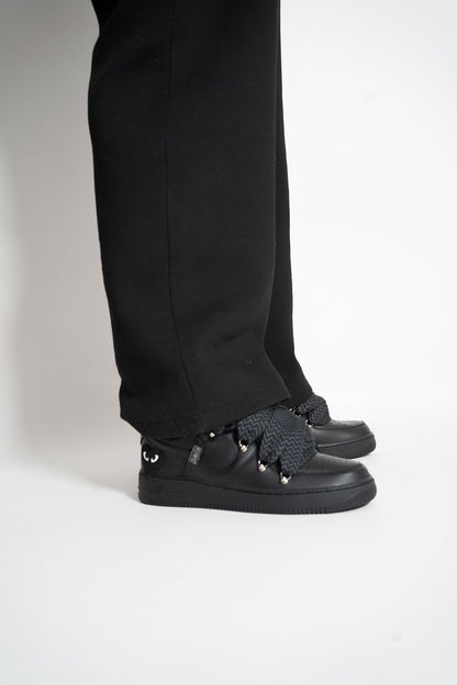 Custom Nike AF1 Black Love Stride, ''Lanvin Laces'' Black