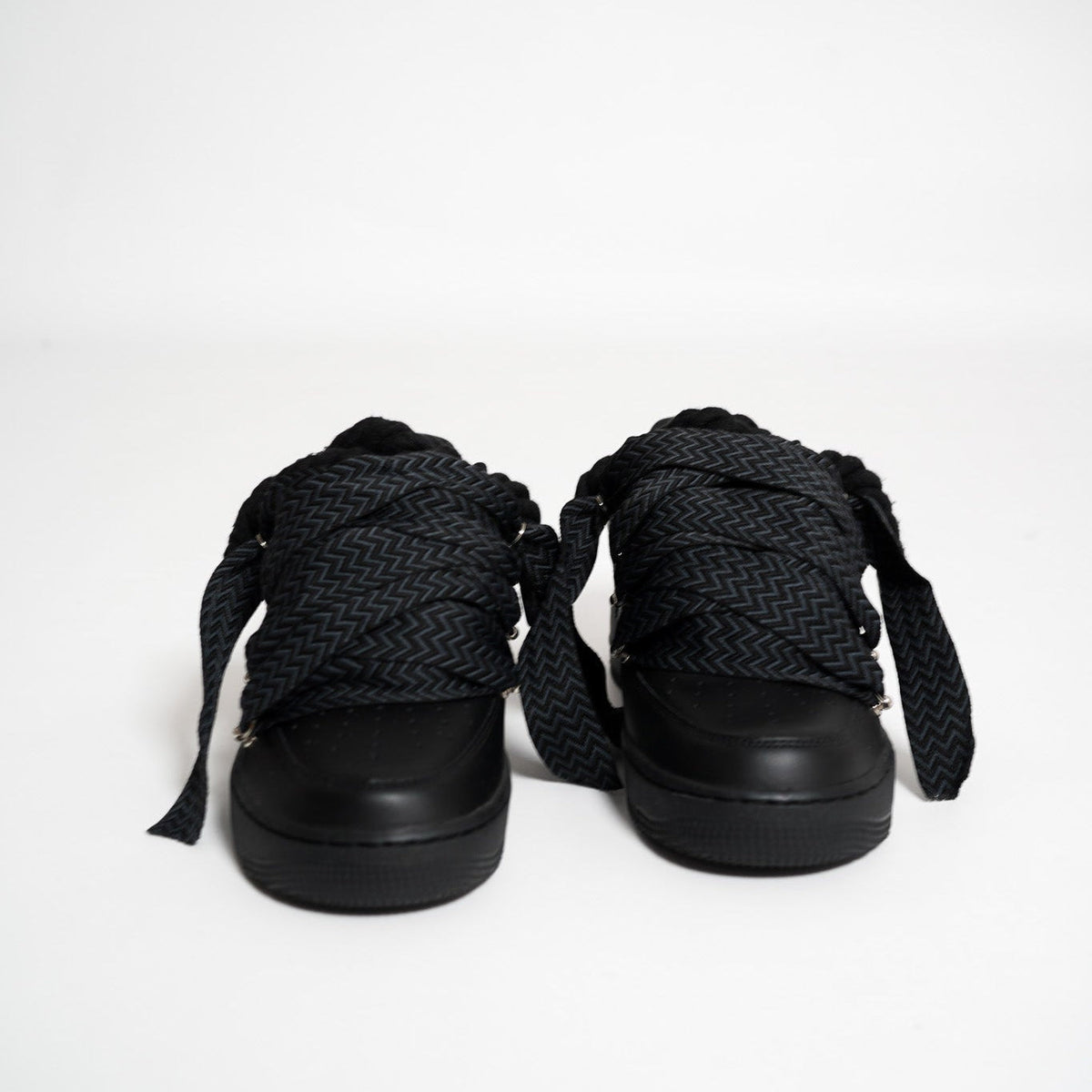 Custom Nike AF1 Black Love Stride, ''Lanvin Laces'' Black