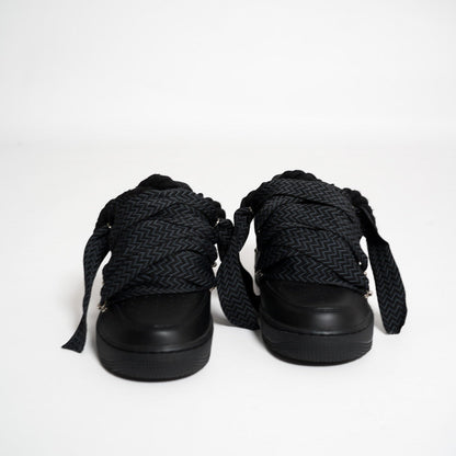 Custom Nike AF1 Black Love Stride, ''Lanvin Laces'' Black