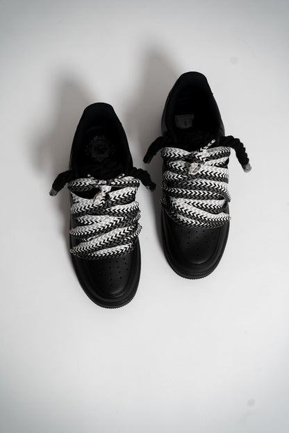 Custom Sneakers Black Love Stride ,, Lanvin Laces ''Black / White