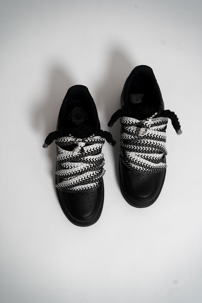 Custom Sneakers Black Love Stride ,, Lanvin Laces ''Black / White