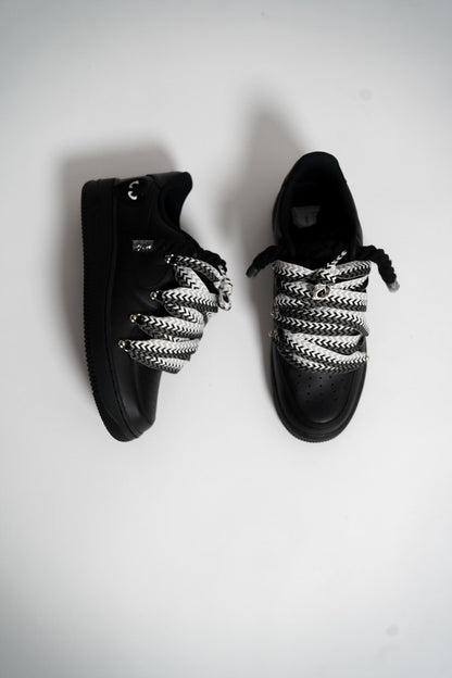 Custom Sneakers Black Love Stride ,, Lanvin Laces ''Black / White