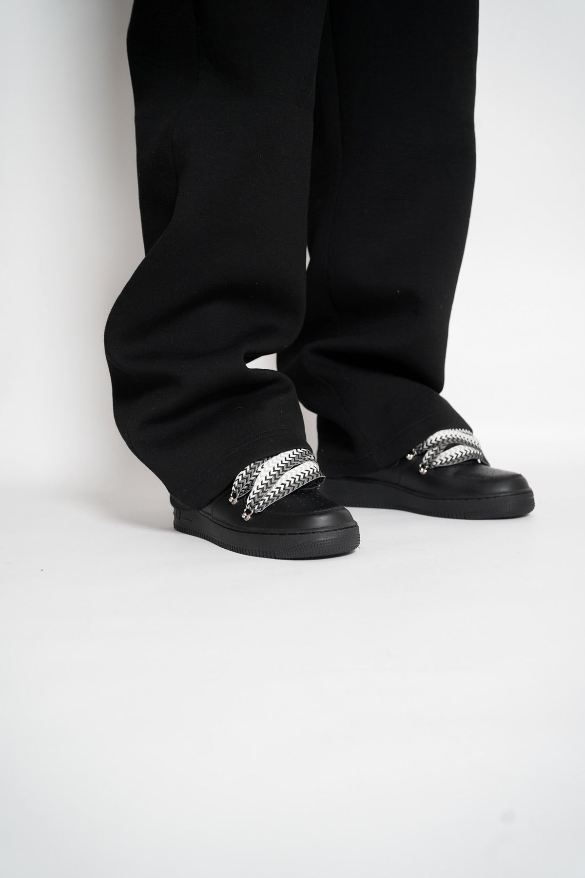 Custom Sneakers Black Love Stride ,, Lanvin Laces ''Black / White