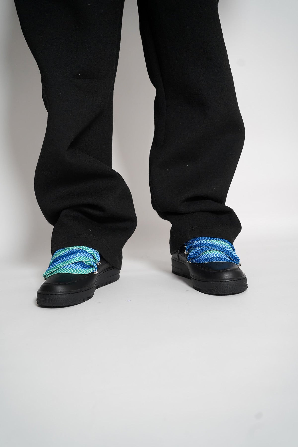 Custom Nike AF1 Black love stride ,, Lanvin Laces '' Blue