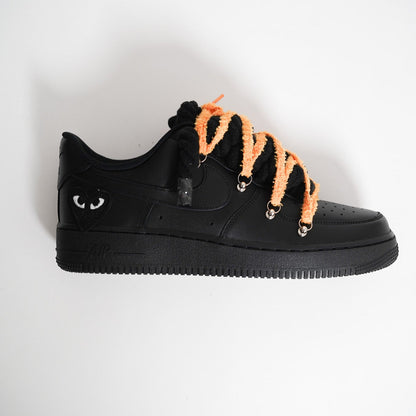 Custom Nike AF1 Black Love Stride ''Rope Laces'' Extra Orange