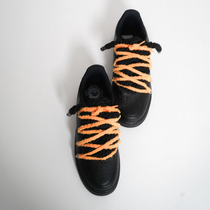 Custom Nike AF1 Black Love Stride ''Rope Laces'' Extra Orange