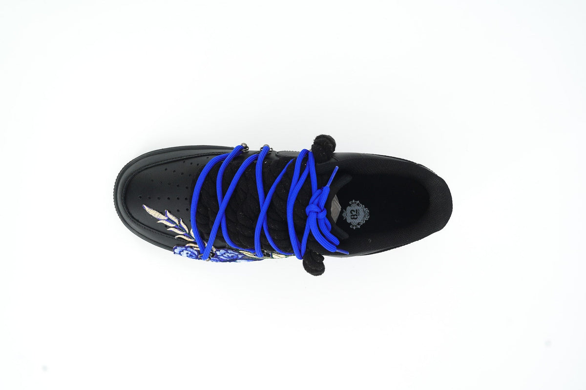 Custom Nike AF1 Black “ROPE LACES” Blue Parfait