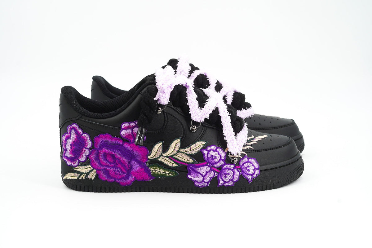 Custom Nike AF1 Black “ROPE LACES” Perfect Lilac