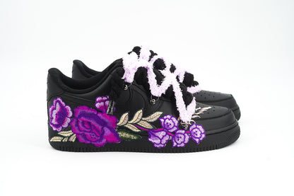 Custom Nike AF1 Black “ROPE LACES” Perfect Lilac