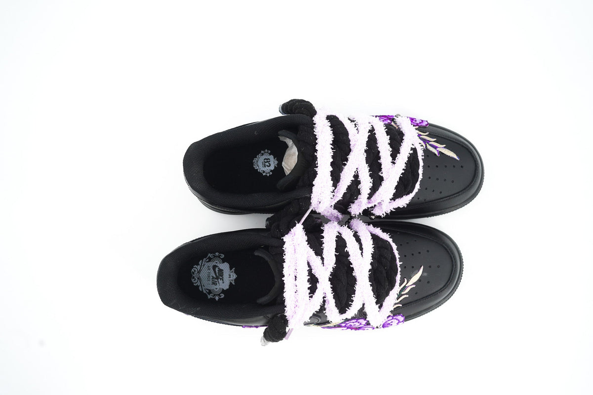 Custom Nike AF1 Black “ROPE LACES” Perfect Lilac