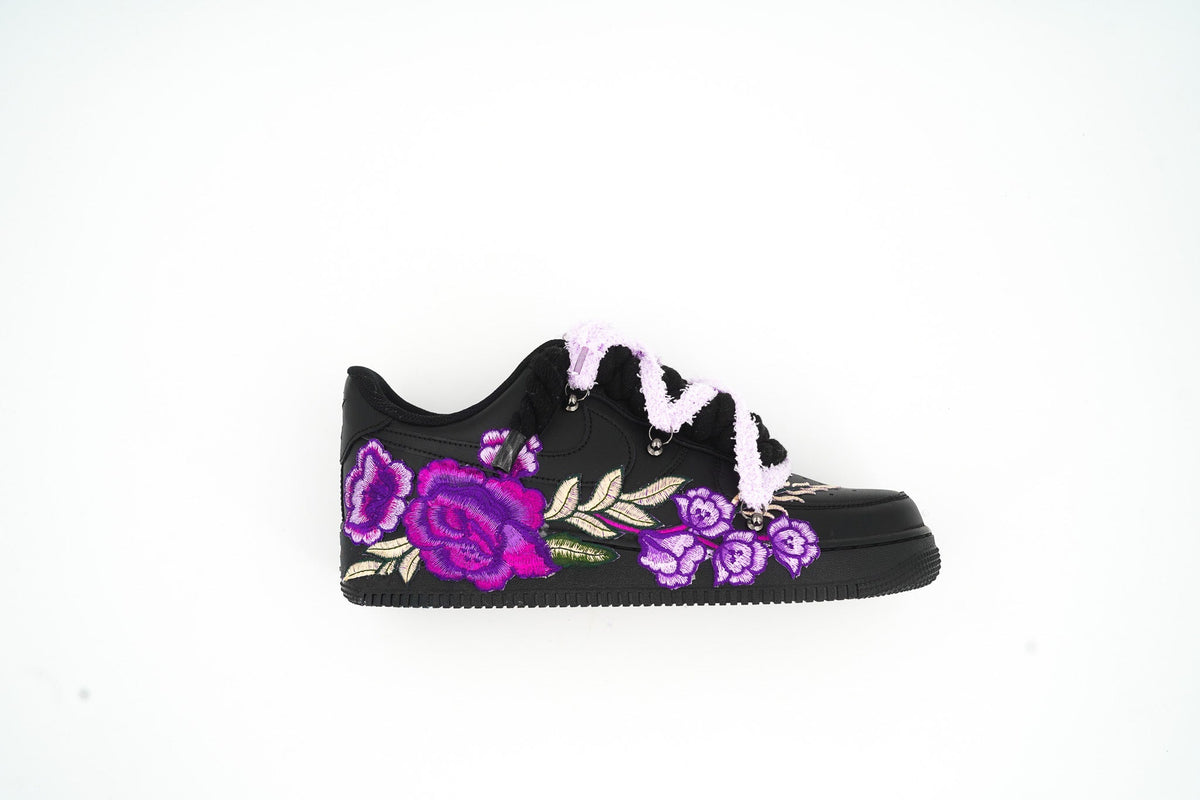 Custom Nike AF1 Black “ROPE LACES” Perfect Lilac