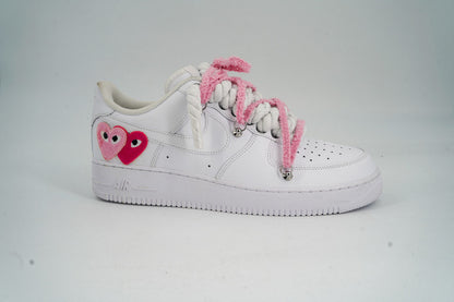 Custom Nike AF1 '' Rope Laces '' Love stride Red/Pink