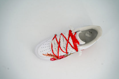 Custom Nike AF1 White “ROPE LACES” Red Parfait