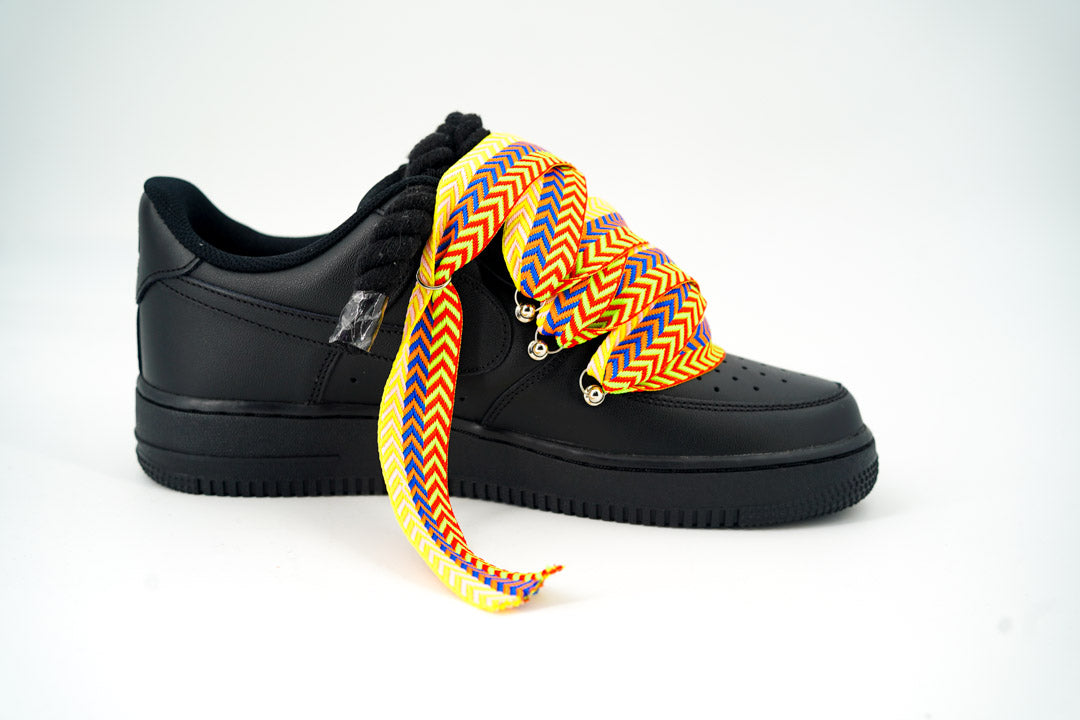 Custom Nike AF1 Black love stride ,, Lanvin Laces ''Yellow