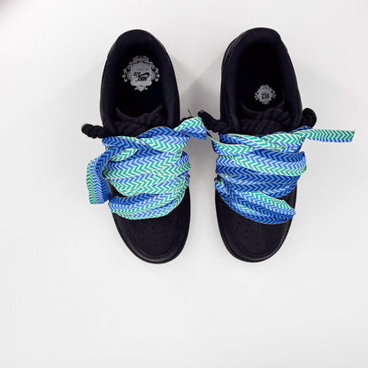 Custom Nike AF1 Ninja Black '' Rope Laces Black '' Love Stride Blue