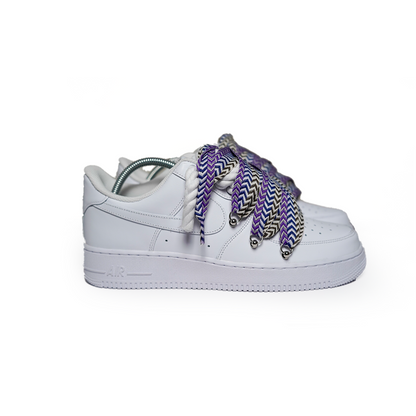 Custom Nike AF1 Weiß ,, Lanvin Laces '' Violet / yellow