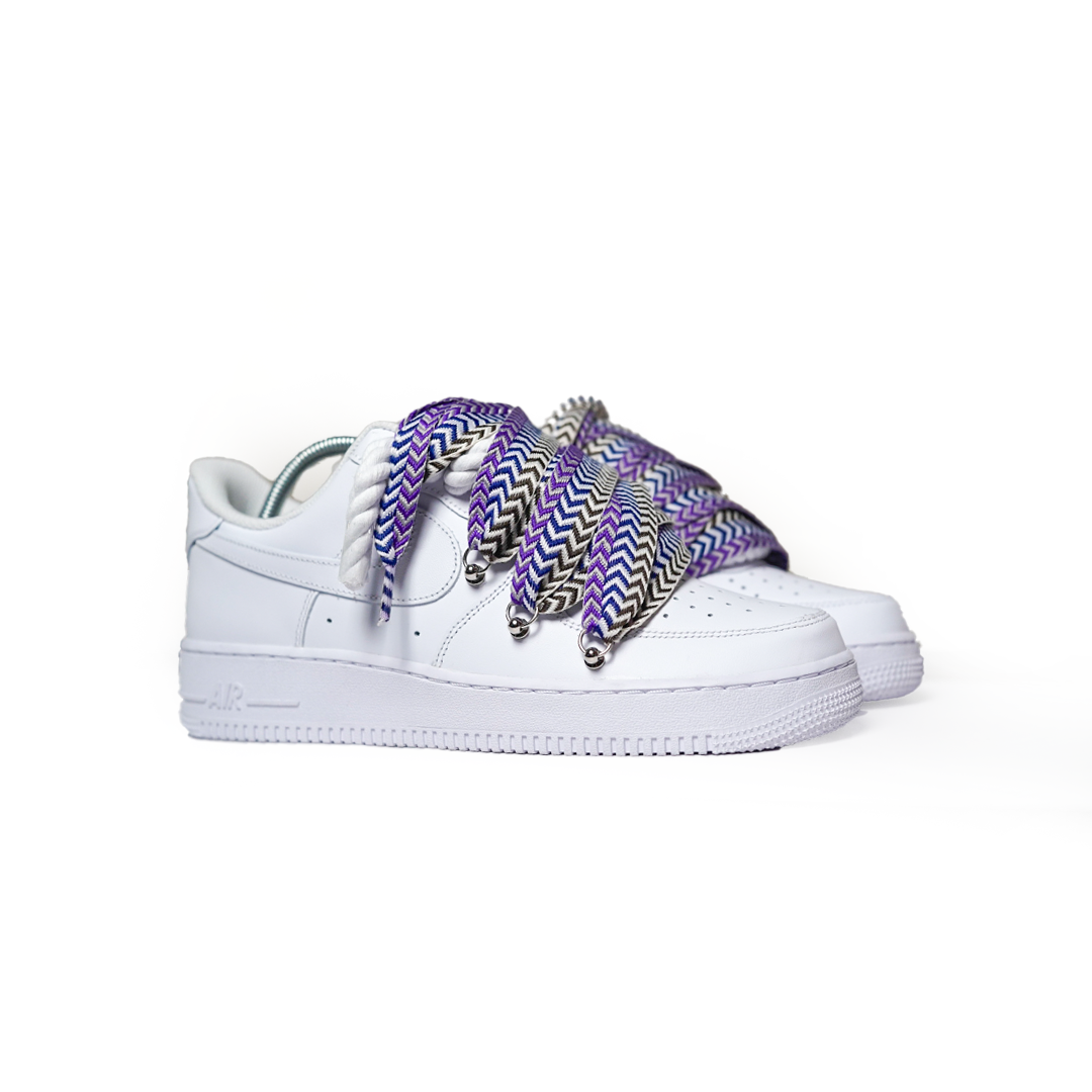 Custom Nike AF1 Weiß ,, Lanvin Laces '' Violet / yellow