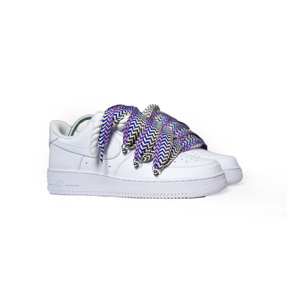 Custom Nike AF1 Weiß ,, Lanvin Laces '' Violet / yellow